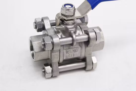 Válvula industrial 1000wog com rosca fêmea de aço inoxidável 3PC